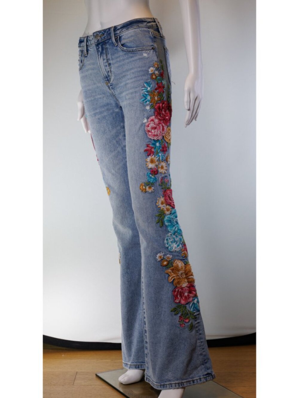Driftwood x Free People: Farrah Floral Embroidered Flare Jeans
